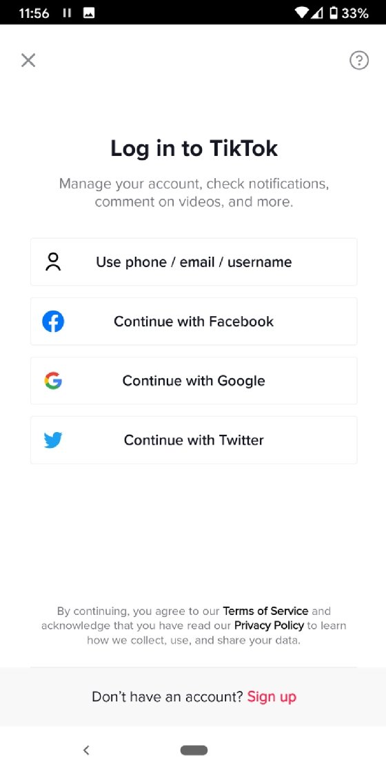 Screenshot of an embedded WebView login page.